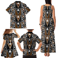 Fiji Brown Masi Pattern Family Matching Tank Maxi Dress and Hawaiian Shirt Fijian Tapa LT01 - Polynesian Pride