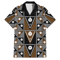Fiji Brown Masi Pattern Family Matching Tank Maxi Dress and Hawaiian Shirt Fijian Tapa LT01 Dad's Shirt - Short Sleeve Brown - Polynesian Pride