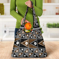 Fiji Brown Masi Pattern Grocery Bag Fijian Tapa