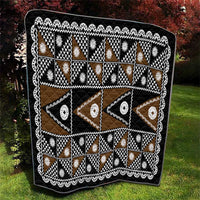 Fiji Brown Masi Pattern Quilt Fijian Tapa