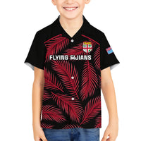 Fiji Rugby Family Matching Long Sleeve Bodycon Dress and Hawaiian Shirt Flying Fijians Red Palm Tree Version LT01 Son's Shirt Black - Polynesian Pride