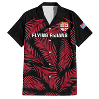 Fiji Rugby Family Matching Short Sleeve Bodycon Dress and Hawaiian Shirt Flying Fijians Red Palm Tree Version LT01 Dad's Shirt - Short Sleeve Black - Polynesian Pride