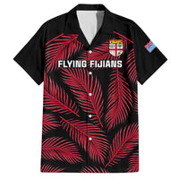 Custom Fiji Rugby Family Matching Off Shoulder Long Sleeve Dress and Hawaiian Shirt Flying Fijians Red Palm Tree Version LT01 Dad's Shirt - Short Sleeve Black - Polynesian Pride