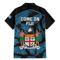 Fiji Rugby Family Matching Mermaid Dress and Hawaiian Shirt Flying Fijians Blue Palm Tree Version LT01 - Polynesian Pride