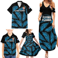 Fiji Rugby Family Matching Summer Maxi Dress and Hawaiian Shirt Flying Fijians Blue Palm Tree Version LT01 - Polynesian Pride