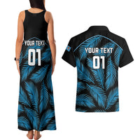 Custom Fiji Rugby Couples Matching Tank Maxi Dress and Hawaiian Shirt Flying Fijians Blue Palm Tree Version LT01 - Polynesian Pride