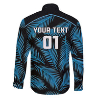Custom Fiji Rugby Family Matching Short Sleeve Bodycon Dress and Hawaiian Shirt Flying Fijians Blue Palm Tree Version LT01 - Polynesian Pride