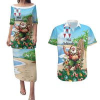 Hawaii Christmas Santa Claus Couples Matching Puletasi and Hawaiian Shirt Mele Kalikimaka Tropical Beach LT01 Art - Polynesian Pride