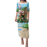 Hawaii Christmas Santa Claus Family Matching Puletasi and Hawaiian Shirt Mele Kalikimaka Tropical Beach LT01 Mom's Dress Art - Polynesian Pride