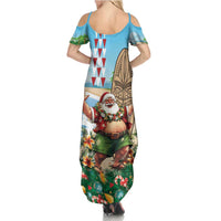 Hawaii Christmas Santa Claus Family Matching Summer Maxi Dress and Hawaiian Shirt Mele Kalikimaka Tropical Beach LT01 - Polynesian Pride