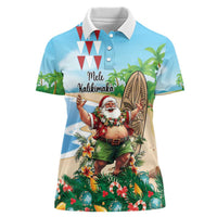 Hawaii Christmas Santa Claus Women Polo Shirt Mele Kalikimaka Tropical Beach LT01 Female Art - Polynesian Pride