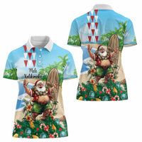 Hawaii Christmas Santa Claus Women Polo Shirt Mele Kalikimaka Tropical Beach LT01 - Polynesian Pride