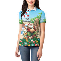 Hawaii Christmas Santa Claus Women Polo Shirt Mele Kalikimaka Tropical Beach LT01 - Polynesian Pride