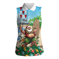 Hawaii Christmas Santa Claus Women Sleeveless Polo Shirt Mele Kalikimaka Tropical Beach LT01 Female Art - Polynesian Pride