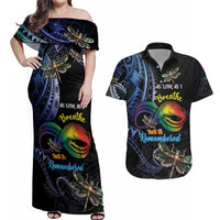 Personalised Polynesian Memorial Couples Matching Off Shoulder Maxi Dress and Hawaiian Shirt As Long As I Breathe You'll Be Remembered LT01 Colorful - Polynesian Pride
