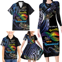 Personalised Polynesian Memorial Family Matching Long Sleeve Bodycon Dress and Hawaiian Shirt As Long As I Breathe You'll Be Remembered LT01 - Polynesian Pride