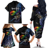 Personalised Polynesian Memorial Family Matching Off The Shoulder Long Sleeve Dress and Hawaiian Shirt As Long As I Breathe You'll Be Remembered LT01 - Polynesian Pride