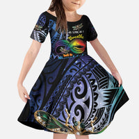 Personalised Polynesian Memorial Kid Short Sleeve Dress As Long As I Breathe You'll Be Remembered
