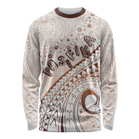 Pasifika Festival Long Sleeve Shirt Vintage Tribal Pattern LT01 Unisex Brown - Polynesian Pride