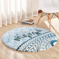 Pasifika Festival Round Carpet Tribal Pattern Blue Version