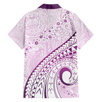 Pasifika Festival Family Matching Tank Maxi Dress and Hawaiian Shirt Tribal Pattern Lilac Version LT01 - Polynesian Pride
