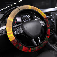 ANZAC Day 2024 Steering Wheel Cover Silver Fern With A Trumpet Soldier