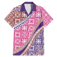 Hawaiian Quilt Pattern Family Matching Mermaid Dress and Hawaiian Shirt Sweet Color Mixed LT01 Dad's Shirt - Short Sleeve Pink - Polynesian Pride