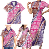 Hawaiian Quilt Pattern Family Matching Short Sleeve Bodycon Dress and Hawaiian Shirt Sweet Color Mixed LT01 - Polynesian Pride