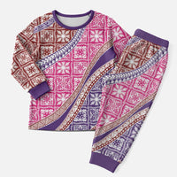 Hawaiian Quilt Pattern Christmas Pajama Set Sweet Color Mixed - Polynesian Pride