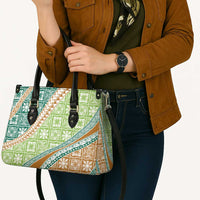 Hawaiian Quilt Pattern Leather Bag Green Chestnut Color Mixed - Polynesian Pride