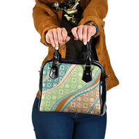 Hawaiian Quilt Pattern Shoulder Handbag Green Chestnut Color Mixed - Polynesian Pride