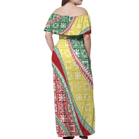 Hawaiian Quilt Pattern Family Matching Off Shoulder Maxi Dress and Hawaiian Shirt Special Color Mixed LT01 - Polynesian Pride