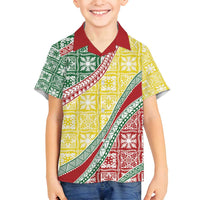Hawaiian Quilt Pattern Family Matching Off Shoulder Maxi Dress and Hawaiian Shirt Special Color Mixed LT01 Son's Shirt Multicolor - Polynesian Pride