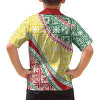 Hawaiian Quilt Pattern Family Matching Off Shoulder Short Dress and Hawaiian Shirt Special Color Mixed LT01 - Polynesian Pride