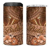 Personalised Fiji Masi 4 in 1 Can Cooler Tumbler Bula Fijian Masi Tapa Vintage Style LT01 One Size: 16 oz Brown - Polynesian Pride