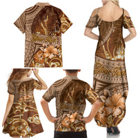 Personalised Fiji Masi Family Matching Summer Maxi Dress and Hawaiian Shirt Bula Fijian Masi Tapa Vintage Style LT01 - Polynesian Pride