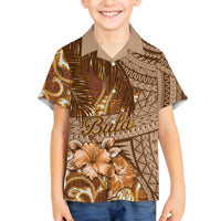 Personalised Fiji Masi Family Matching Summer Maxi Dress and Hawaiian Shirt Bula Fijian Masi Tapa Vintage Style LT01 Son's Shirt Brown - Polynesian Pride