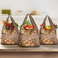 Personalised Fiji Masi Grocery Bag Bula Fijian Masi Tapa Vintage Style LT01 3-pack One Size Brown - Polynesian Pride