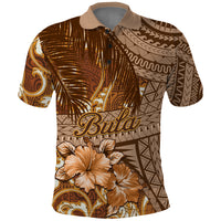 Personalised Fiji Masi Polo Shirt - Bula Fijian Masi Tapa Vintage Style LT01 Brown - Polynesian Pride