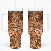 Fiji Masi Tumbler With Handle Bula Fijian Masi Tapa Vintage Style LT01 One Size: 40 oz Brown - Polynesian Pride