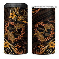 Polynesian Turtle Valentine 4 in 1 Can Cooler Tumbler You And Me Gold Hibiscus Heart LT01 One Size: 16 oz Gold - Polynesian Pride