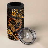 Polynesian Turtle Valentine 4 in 1 Can Cooler Tumbler You And Me Gold Hibiscus Heart LT01 - Polynesian Pride