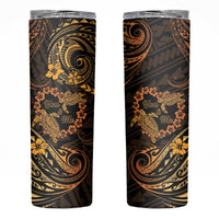 Polynesian Turtle Valentine Skinny Tumbler You And Me Gold Hibiscus Heart LT01 Gold - Polynesian Pride