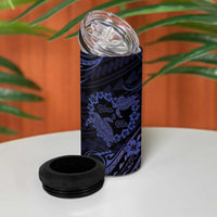 Polynesian Turtle Valentine 4 in 1 Can Cooler Tumbler You And Me Navy Blue Hibiscus Heart LT01 - Polynesian Pride