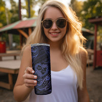 Polynesian Turtle Valentine Skinny Tumbler You And Me Navy Blue Hibiscus Heart LT01 - Polynesian Pride