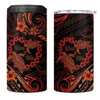 Polynesian Turtle Valentine 4 in 1 Can Cooler Tumbler You And Me Orange Hibiscus Heart LT01 One Size: 16 oz Orange - Polynesian Pride