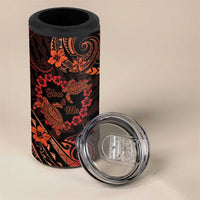 Polynesian Turtle Valentine 4 in 1 Can Cooler Tumbler You And Me Orange Hibiscus Heart LT01 - Polynesian Pride