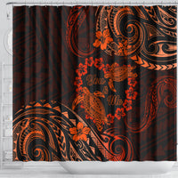 Polynesian Turtle Valentine Shower Curtain You And Me Orange Hibiscus Heart LT01 - Polynesian Pride