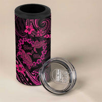 Polynesian Turtle Valentine 4 in 1 Can Cooler Tumbler You And Me Pink Hibiscus Heart LT01 - Polynesian Pride
