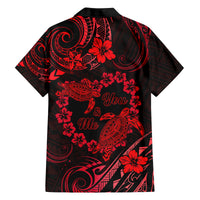 Polynesian Turtle Valentine Family Matching Off Shoulder Long Sleeve Dress and Hawaiian Shirt You And Me Red Hibiscus Heart LT01 - Polynesian Pride